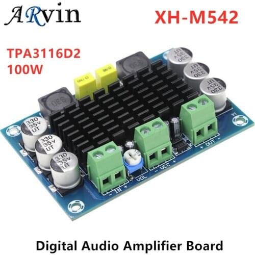 Mono 100W digital amplifier board TPA3116D2 Digital Audio Amplifier Board 12-24V High Power Digital XH-M542