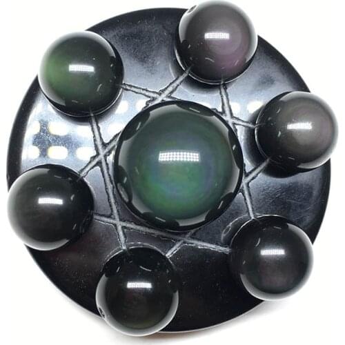 Natural Obsidian Rainbow Eye Double Eyeball 50mm Seven Mini Star Array Six Words True Word Beads Fashion Jewelry For Men/Women