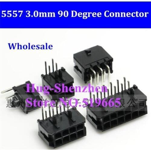 NEW 5557 Pin Header 3.0mm Connector 2/4/6/8/10/12/14/16/18/20/22/24P Angle Pin 90 Degree Black PCB Wire Soldered-50pcs/lot
