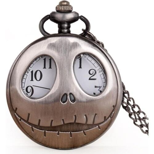 12pcs New Christmas Theme Quartz Pocket Watch Frog Big Eyes Design Grey Pocket Watches Necklace Pendant Men Women Watch