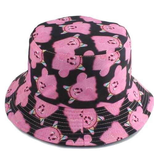 Cartoon Print Cute Bucket Hat For Women Men Summer Panama Hiking Beach Fishing Cap Reversible Fisherman Hat Bob