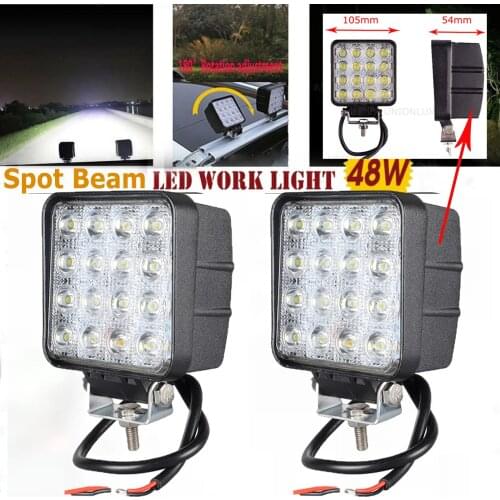 Pair Car LED Work Light 48W Offroad Work Light 12V 4" Auto LED 4x4 LED Working Light Spot light for Truck ATV SUV