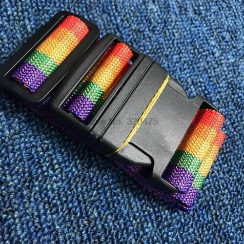By dhl 500pcs high quality Adjustable Nylon Travel Luggage Backpack Bag Luggage Suitcase Straps Rainbow Belt