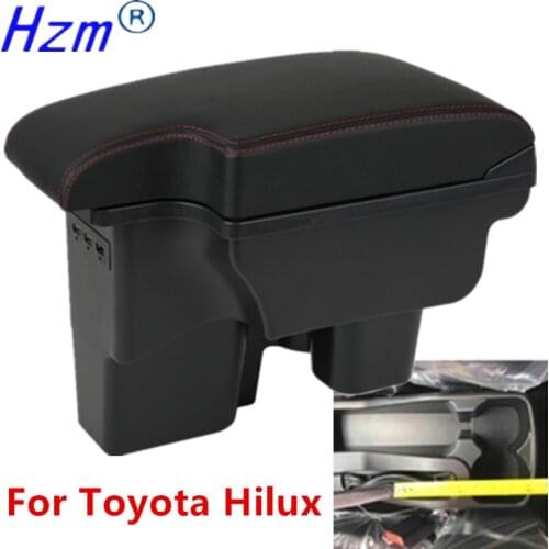 For Toyota Hilux Armrest box Retrofit parts Interior Car Armrest Storage box Holder Ashtray accessories USB LED