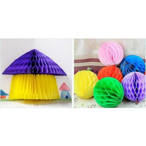 Handwork Colorful Honeycomb Paper Tissue Flowers Wedding Party Decor DIY
