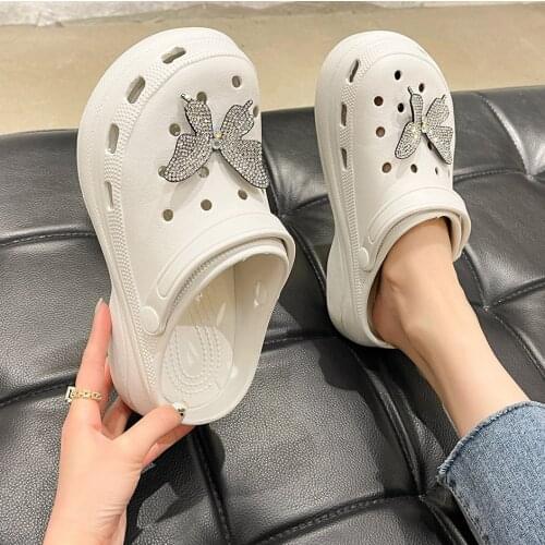 Rhinestone bow Women Sandals Summer Female Shoes Woman Breathable Outdoor Female Sandals Waterproof High Heels Shoes For Women
