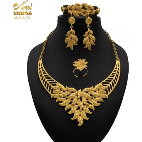 ANIID Jewelery Wedding Gold Big Necklace Sets For Women African Jewelry Bridal Luxury Earrings Bracelet Ring Hawaiian Womans New