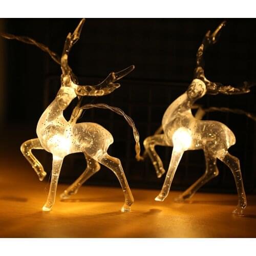 10 Led Transparent Sika Deer Battery USB String Lights 1m guirlande LED noel Decoration For Christmas Garland On The Window