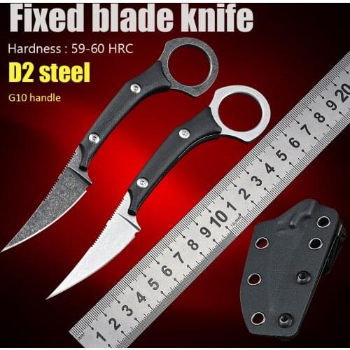 G10 Handle Outdoor Utility Self Defense Weapons Camping Hunting Survival EDC Tool Fixed Blade Combat Tactical Knife D2