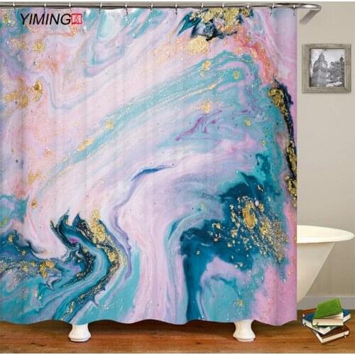 Simple color geometric marble 3D printing bathroom shower curtain polyester waterproof curtain home decoration curtain