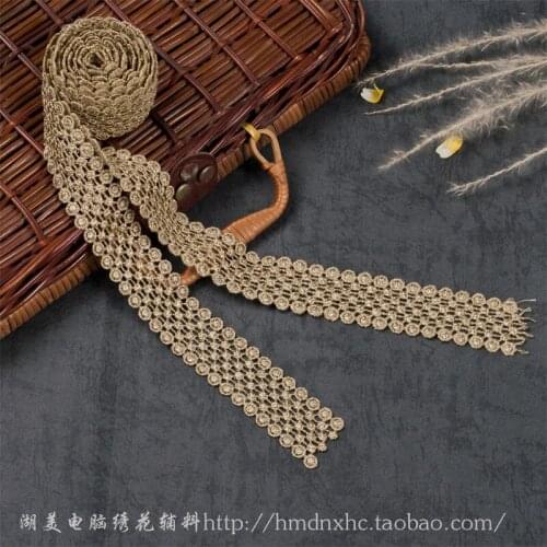 YACKALASI Gold Metallic Lace Chemical Lace Water soluble lace Dot Embroidery 2.7cm