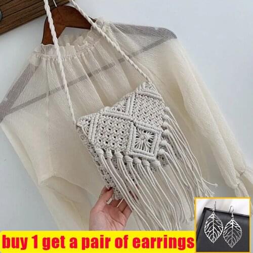 Women Beach Straw Weave Shoulder Messenger Bag Tassel Design Flap Small Handbag Purse Female Simple Summer Daily Crossbody Bags