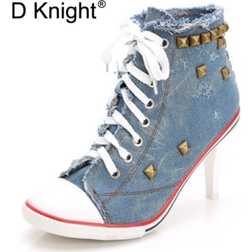2018 Winter Women Ankle Boots New Autumn Rivet High Heel Shoes Woman Sexy Pointed Toe High Heels Big Size 40 Lace Up Boots Girls