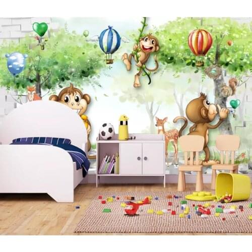 Animal kingdom animals 3d cartoon children room background wall decoration wallpaper murals