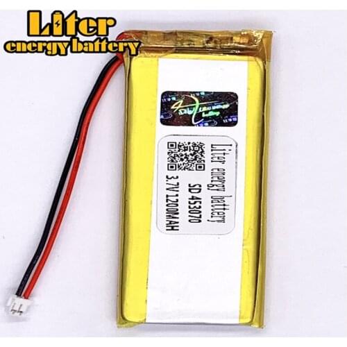 1.5MM 2pin connector 3.7 V 453070 1200mah factory high quality lithium polymer li-ion rechargeable battery lipo battery