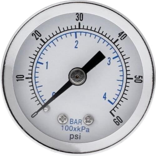 1/8" NPT Air Compressor / Hydraulic Pressure Gauge 0-60 PSI Back Mount 1.5" Face