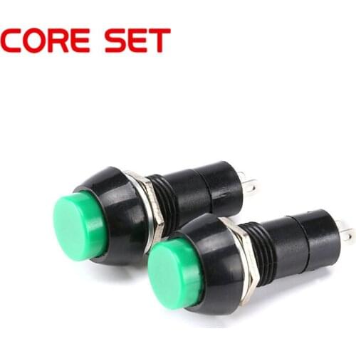 10Pcs/Set PBS-11A Self-locking Round Switch Button 250V/3A Light Switch DIY Touch Switch green
