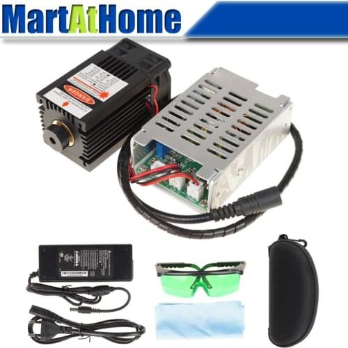 10W 450nm Laser Module Kit Blue PWM TTL Adjustable Focal Length + Power Adapter & Driver for DIY CNC Machine Engraving Cutting