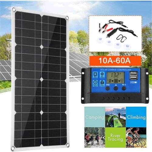 100W Solar Panel With Controller 18V Dual USB Port Outdoor Portable Battery Charger For Mobile Phone Car Yacht RV Light Charging