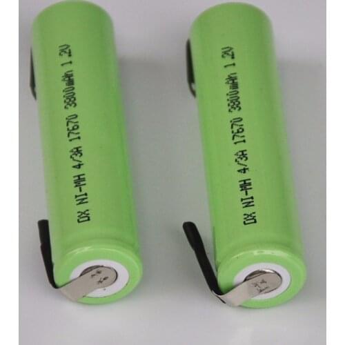 2-5PCS 4/3A 1.2V rechargeable battery 3800mah 7/5A 17670 17650 ni-mh nimh cell with welding pins for electric shaver toothbrush