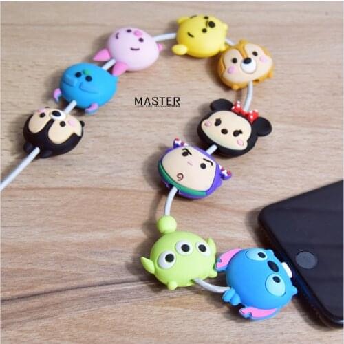 2Sets/20PCS 3.8cm Mitch Minnie Mouse Stitch mobile phone charging cable data cable protective cover anti break protection head