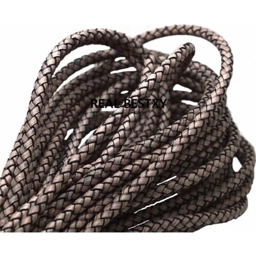 2m/lot approx 6mm high quality first layer genuine cowhide braided leather cords for bracelets making real leather strings diy