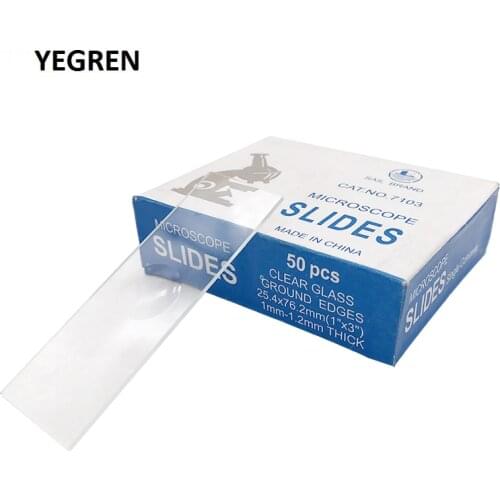 50 Pieces Biological Microscope Glass Slides Single Concave or Double Concave Blank Slides for Reusable Laboratory Educational