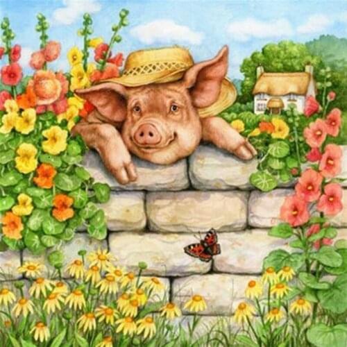 5D DIY Diamond Painting Full Square Pig Diamond Embroidery Cross Stitch Rhinestone Wall Stickers Home Decor