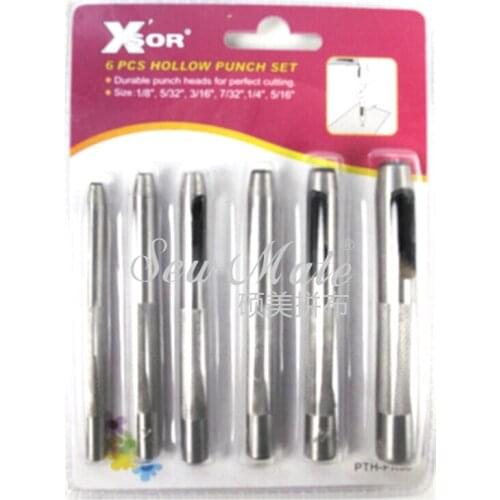 6PCS Fine steel hollow hole punch set for patchwork DIY Leather Belt Hole Punch
