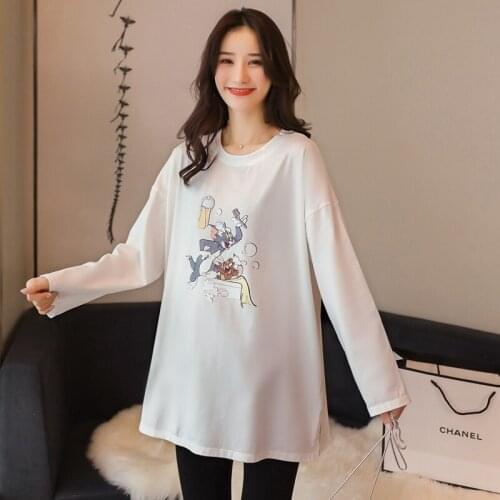 6920# Maternity Clothes Summer Cotton O Neck Floral Casual Top Pregnancy Shirts