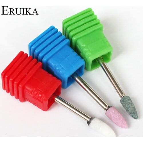 ERUIKA 1PC Ceramic Stone Pointed Sharp Nail Bits Korund Matieral Electric Nail Drill Machine Nail File Nail Cutter