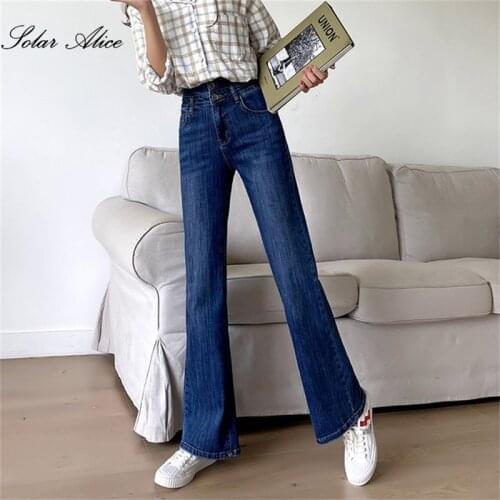 Free Shipping 2021 Womens Spring And Autumn New High-Waist Wide-Leg Jeans Loose And Thin Drape Mopping Pants