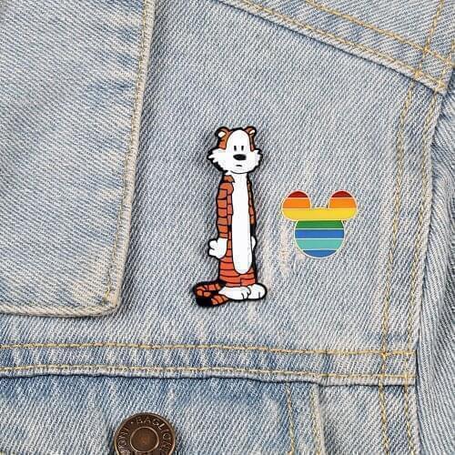 Cartoon Mouse Tiger Brooch Enamel Pin Brooches Creative Metal Brooch Clothing Backpack Pins Denim Animal Badge Collar Jewelry