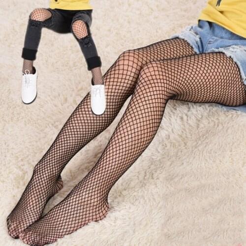 Children Girls Fashion Mesh hole jeans bottoming net Stockings Kids Baby Fishnet Stockings Black Hollow Pantyhose Tights