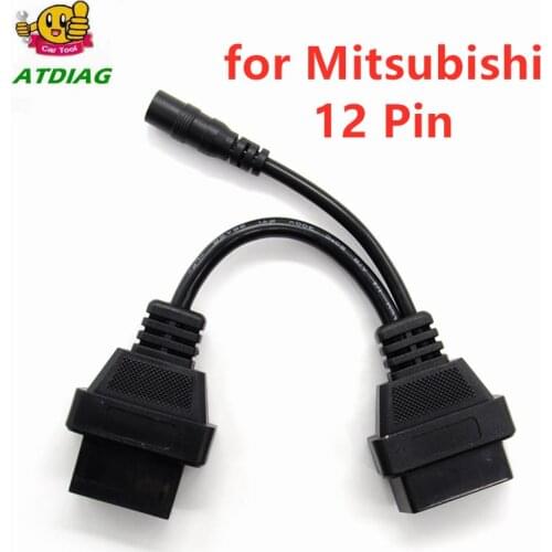 For Mitsubishi 12 Pin To 16 Pin Female OBD 2 Extension Diagnostic Tool Adapter Connector Cable