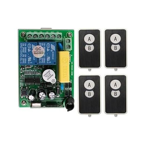 Hot Sales AC220 2CH 10A RF Wireless Remote Control Switch System 4 transmitter and 1 receiver universal gate remote control