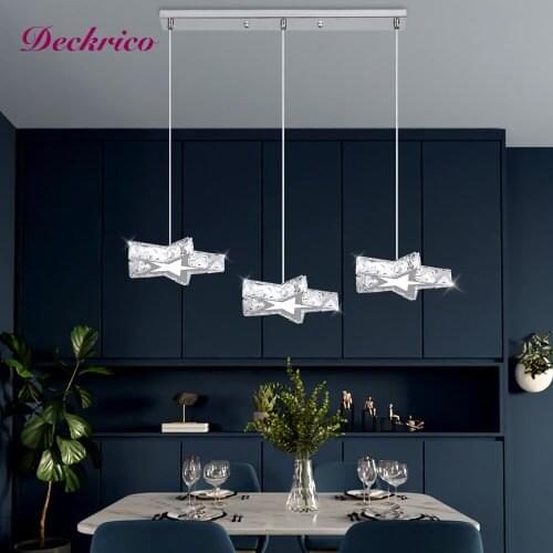 New Five-Pointed Star Crystal Chandelier Modern Ceiling Pendant Lights Gold/Silver Nordic Simple Hanging Lamp Decorative Indoor