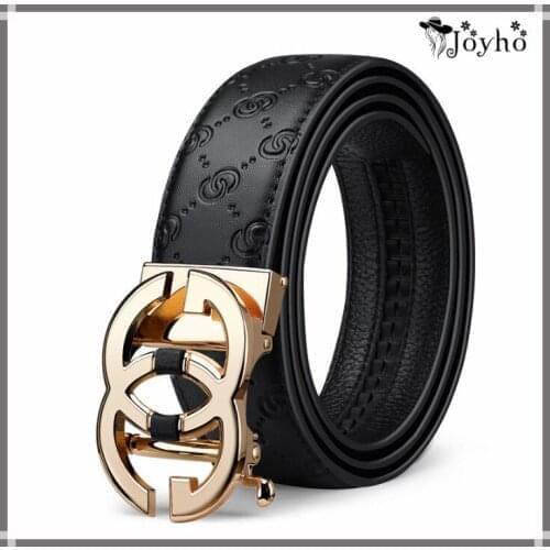 Famous Brand Men Belt Male Genuine Leather Belt Men Strap Belts For Men 3.5cm Width Metal Automatic Buckle Black Mens Belts