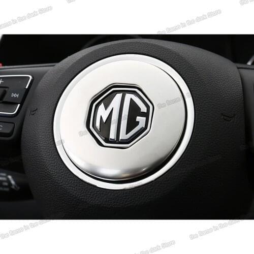 Lsrtw2017 Stainless Steel Car Steering Wheel Logo Ring Trims for Mg Mg6 2018 2019 2020 Interior Accessories Lining Auto