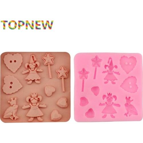 Cute Heart Doll Silicone Cake Molds Non-Stick Sugar Fondant Jelly Jello Lace Moulds 1637
