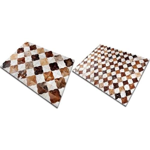 Fashionable art carpet 100% natural genuine cowhide leather floral carpet