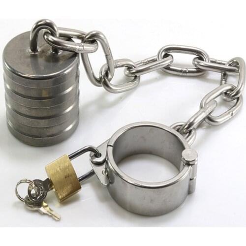 Stainless Steel Male Penis Ring Long Chain Heavy Pendant Device Ball Lock Stretcher Chastity Cbt BDSM Cock Ring Sex Toy For Men