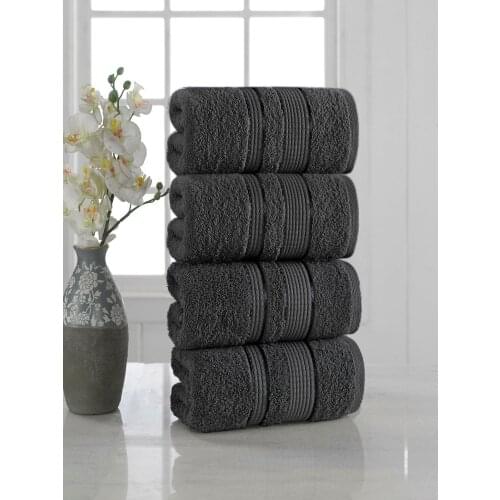 Bath Towel Set 4 Pcs 100% Cotton Soft And Plush Highly Absorbent Bathroom Towels 50*85 Cm Black & all Colors