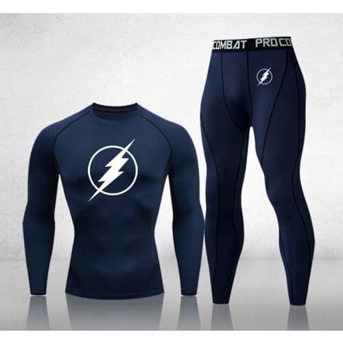 Top Thermal Training Suit, Mens Fitness Running Suit, Sweat-Wicking Tight-Fitting Compression Sports Suit, 2-Piece Cycling Suit