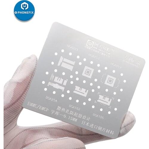 6 in 1 BGA Reballing Stencil 0.15mm Tin Planting Net for EMMC BGA221 153 169 254 162 186 Direct Heating Template Phone Repair