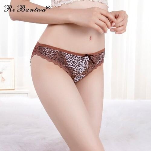 Panties Womens Cotton Underwear Sexy Lace Underpants 3Pcs/Set Low Waist Seamless Briefs Fashion Leopard Panties Lingerie