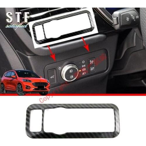 Carbon Fiber Style Interior HeadLight Switch Control Cover Trim For Ford Kuga Escape 2020 2021