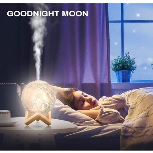 880ML USB Aroma Diffuser Ultrasonic Essential Oil Air Humidifier 3D Moon Lamp Night Light Cool Mist Purifier