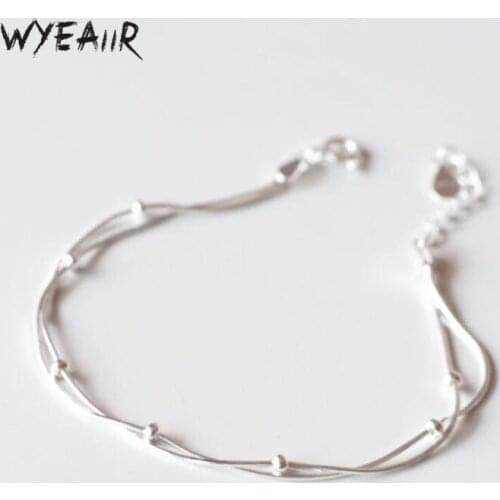 WYEAIIR Fashion Simple Ball Double Layer Cute Sweet Temperament 925 Sterling Silver Female Resizable Bracelets