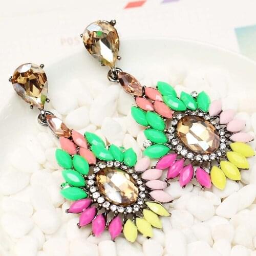 YaYi Jewelry Fashion Multi Glass Crystal Rhinestone Dangle Women Ancient Gold Color Wear Ear Band Long Tassel Earrings